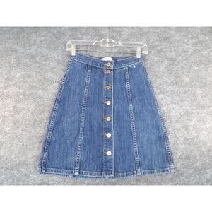 J.Crew A-Line Button Front Denim Skirt Sz 25 Classic Y2K Indie Clean Girl Style